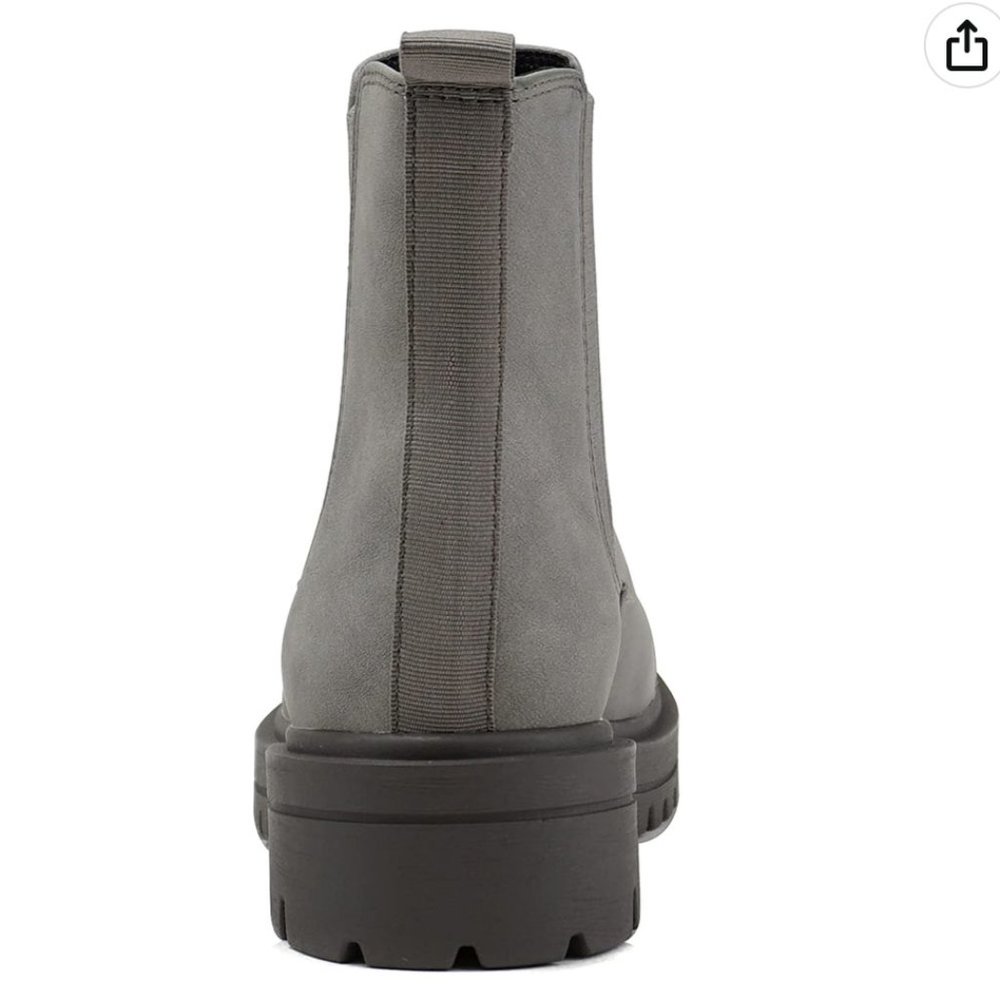 New Women Gray Chelsea Elastic Low Platform Ankle Boots Booties - Picture 4 of 5